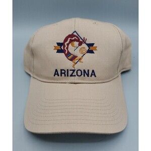VTG Arizona Embroidered Aztec Cactus Tourist Design Strapback Hat Baseball Cap